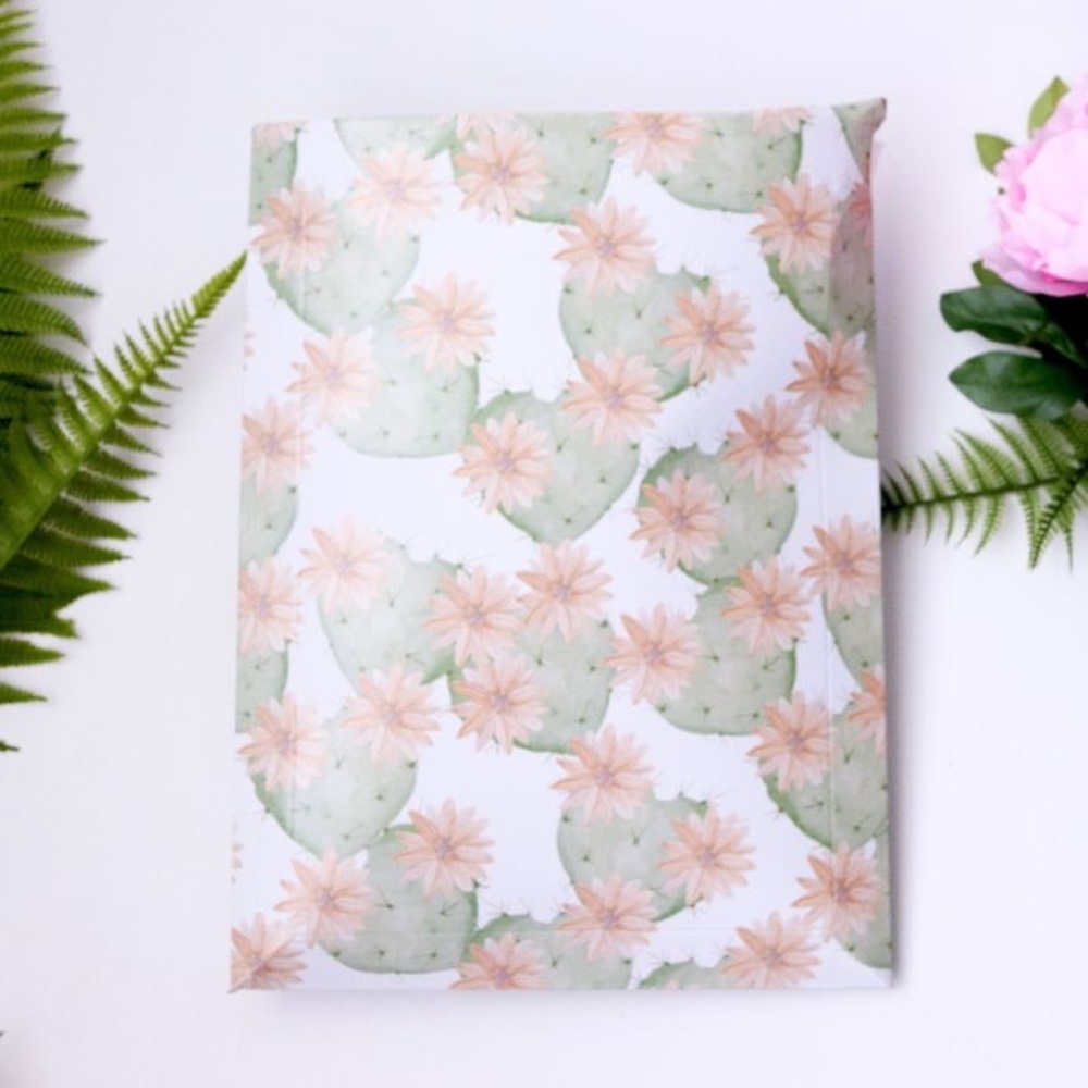 50 (10 x 13) poly mailers - flowering cactus